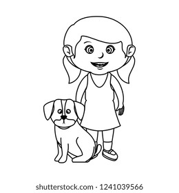beautiful little girl with dog