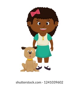 beautiful little girl with dog