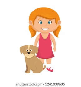 beautiful little girl with dog