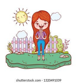 beautiful little girl in the landscape