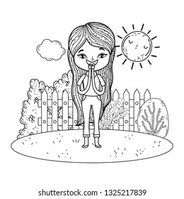beautiful little girl in the landscape