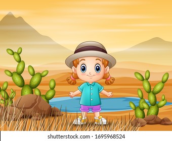 A beautiful little girl in the middle of the desert