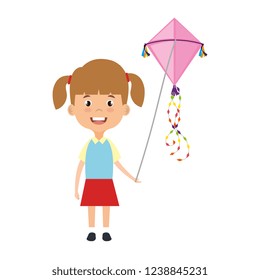 beautiful little girl playing with kite character