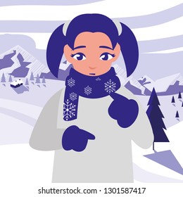 beautiful little girl with winter clothes