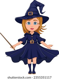 beautiful little girl in a witch costume