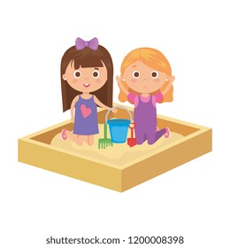 beautiful little girls in sand box