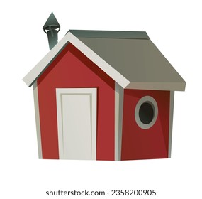 beautiful little house with chimney. Fun cartoon style. Isolated on white background. Vector