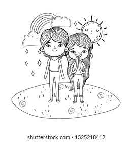 beautiful little kids in the landscape characters