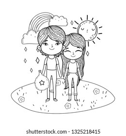 beautiful little kids in the landscape characters