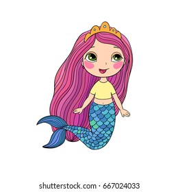 Beautiful little mermaid . Siren. Sea theme. vector illustration on a white background. Mythical creature
