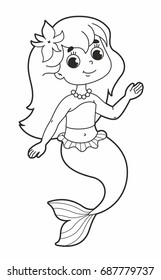 Beautiful little mermaid. Vector illustration for kids