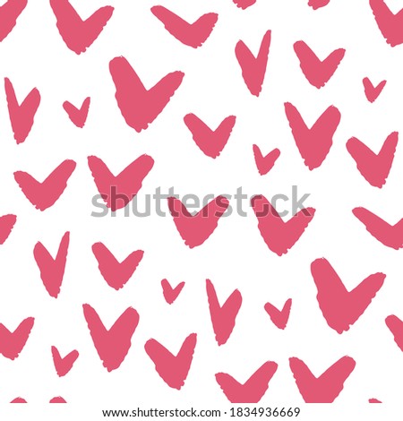 Beautiful little pink hearts isolated on white background. Cute festive ink monochrome seamless pattern. Valentine's Day. Vector flat graphic hand drawn illustration. Texture.