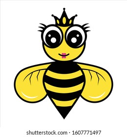 beautiful little princess bee in black and yellow vector