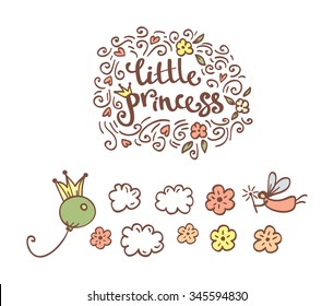 Beautiful little princess logo elements in vector