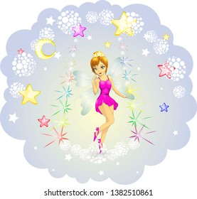 Beautiful little purple star fairy flying