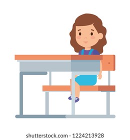 beautiful little schoolgirl in schoolchair