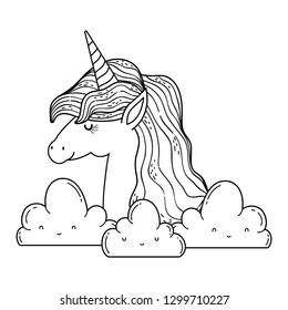 beautiful little unicorn in the clouds