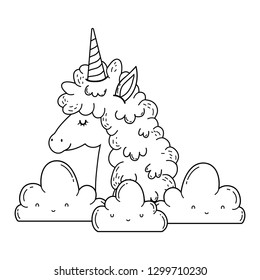 beautiful little unicorn in the clouds