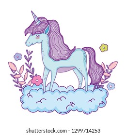 beautiful little unicorn in the clouds