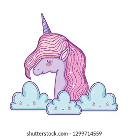 beautiful little unicorn in the clouds