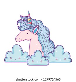 beautiful little unicorn in the clouds