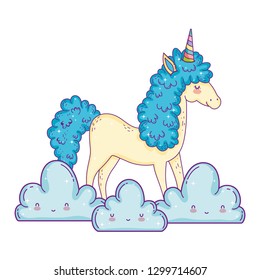 beautiful little unicorn in the clouds