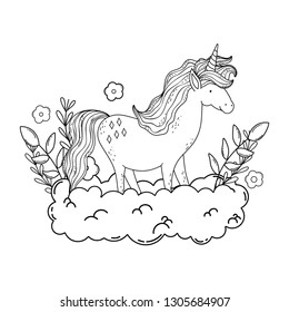 beautiful little unicorn in the clouds
