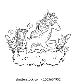 beautiful little unicorn in the clouds