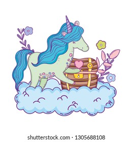 beautiful little unicorn in the clouds