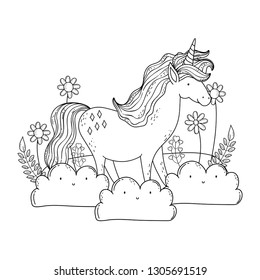 beautiful little unicorn in the clouds
