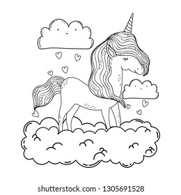 beautiful little unicorn in the clouds