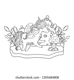 beautiful little unicorn in the landscape