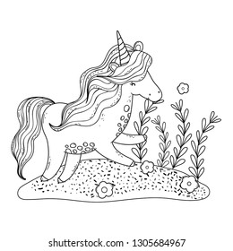 beautiful little unicorn in the landscape