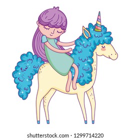 beautiful little unicorn with princess characters