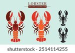 Beautiful Lobster Vector EPS Illustration Artwork 2 in 1 | Lobster Silhouette Icon Collection