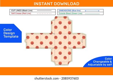 Beautiful lock gift box, cosmetic box dieline template and 3d render file and color changable