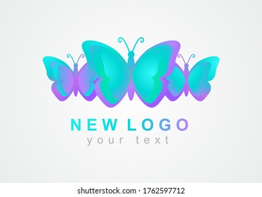 Beautiful logo with a butterfly. Abstract vector icon with butterflies.