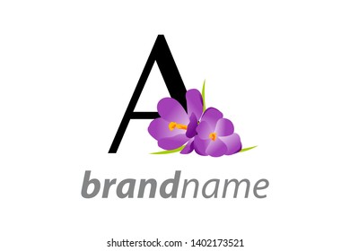 Beautiful logo design initial A Combine with flower.