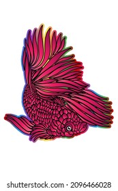 diseño de logotipo hermoso vectorial belleza del colorido betta pez con bellas aletas para logo o ropa