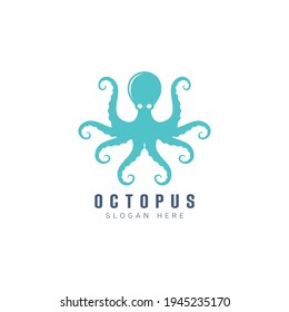 Beautiful logo icon Octopus , Stylized image of Octopus isolated logo template, Octopus tattoo  silhouette on white background Vector illustration