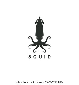 Beautiful logo icon squid , Stylized image of squid isolated logo template, squid tattoo  silhouette on white background Vector illustration