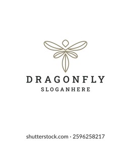 Beautiful Logo luxury dragonfly vector line style