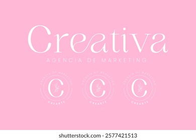 Beautiful logo for marketing agency with feminine finishes in pink and cute colors.