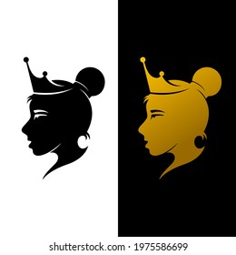 Beautiful logo with queen design template, simple style