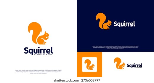 beautiful logo with a squirrel shape, curved tail, wild animal symbol, graphic design template.