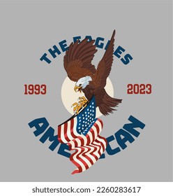 beautiful logo template with eagle and american flag