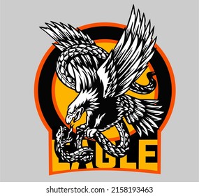 beautiful logo template with eagle with snake