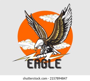 bella plantilla de logotipo con águila y trueno