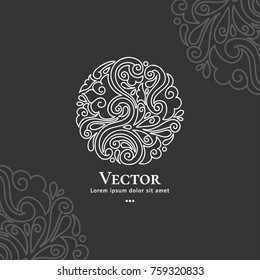 Beautiful logo. Vector emblem. Design element. Can be used for organic products, jewelry, beauty and fashion industry. Great for invitation, flyer, menu, brochure, business card.