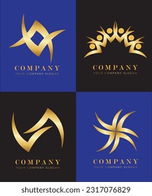 Beautiful logo vector graphic chakra, gold and people 